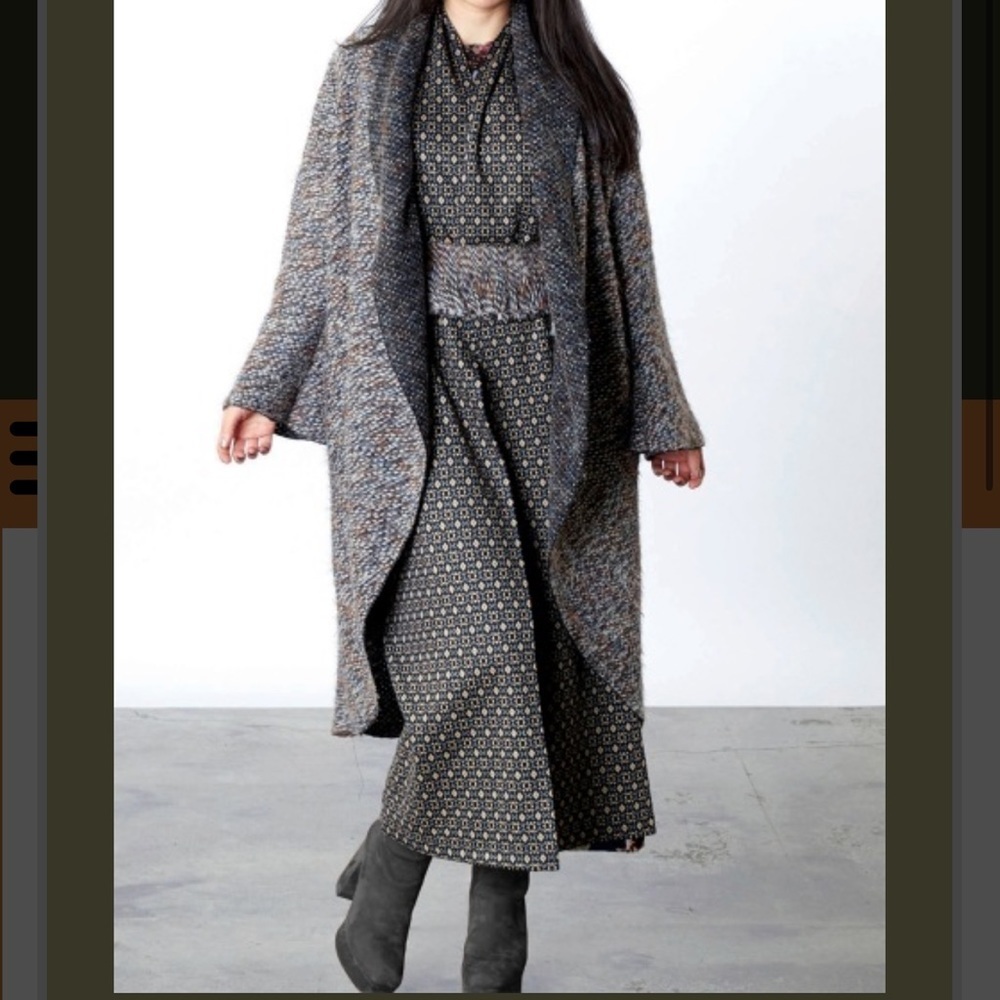 Bryn walker Castagna wrap coat cardigan grey black pockets size medium sweater